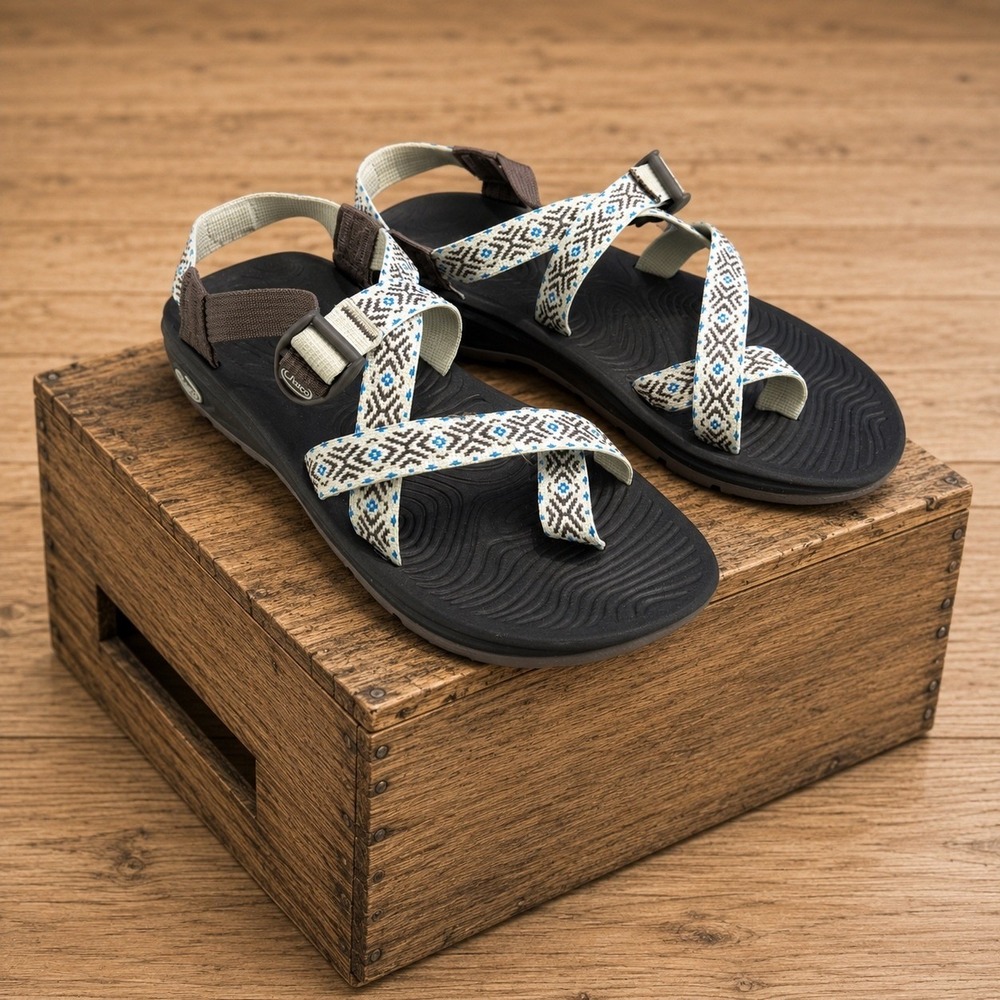 Chaco Z/Cloud 2 Sandals Women 10 Blue Grey Toe Loop Strappy Hiking Shoes J105962